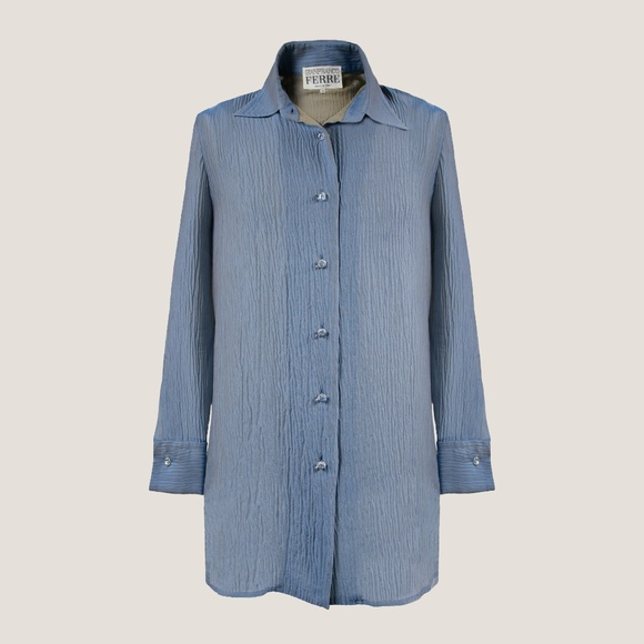 GIANFRANCO FERRÉ Silk Blend Plissé Blouse IT 40 - Picture 1 of 14